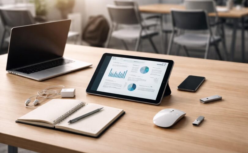 découvrez la checklist complète du matériel essentiel pour une salle de formation mobile efficace autour d’une tablette tactile.