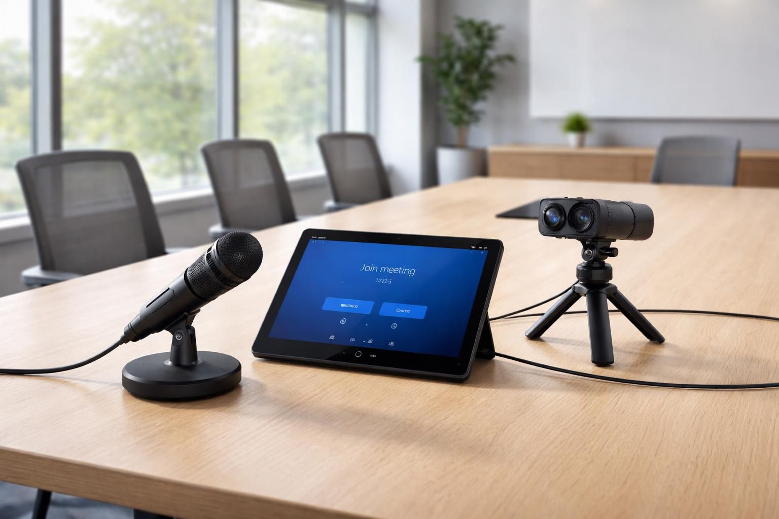 découvrez comment connecter facilement un micro et une caméra à une tablette tactile microsoft pour des réunions hybrides efficaces dans une salle équipée.