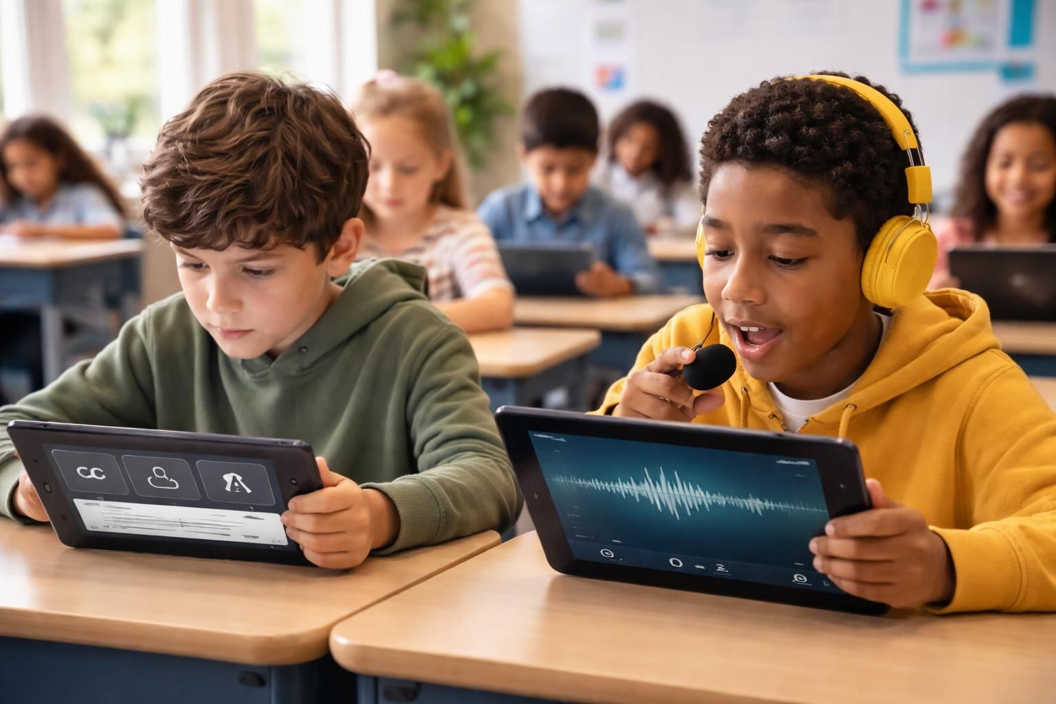 découvrez comment les sous-titres et la dictée vocale sur tablette tactile améliorent l'accessibilité pour les élèves, facilitant ainsi leur apprentissage et engagement.