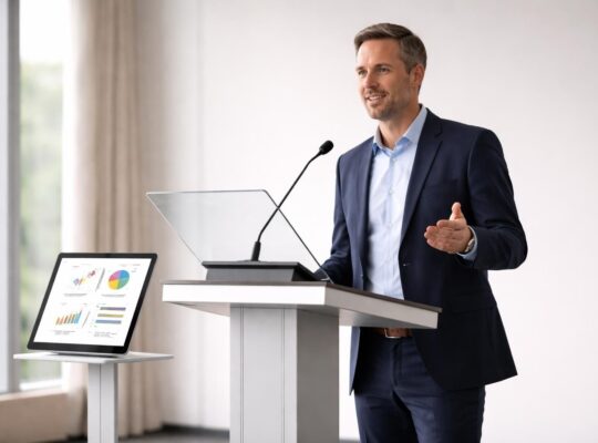 découvrez comment animer vos conférences avec un prompteur et des slides sur une tablette tactile grâce à un setup simple et efficace.