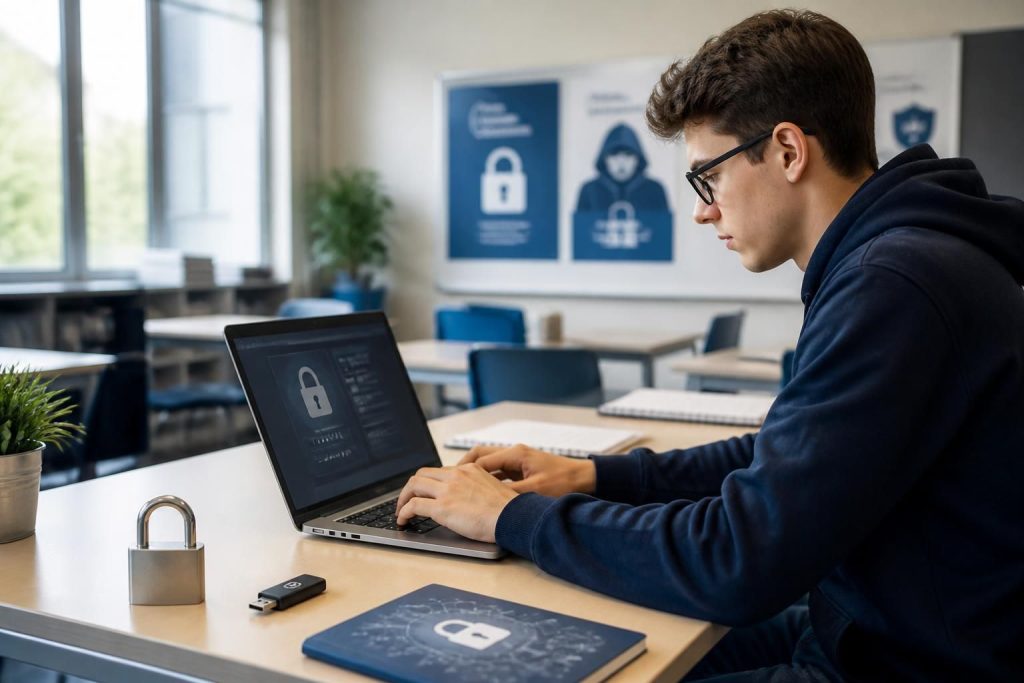 découvrez des conseils essentiels pour sécuriser votre pc portable en milieu scolaire, incluant la gestion des mots de passe et l'importance des sauvegardes pour protéger vos données.