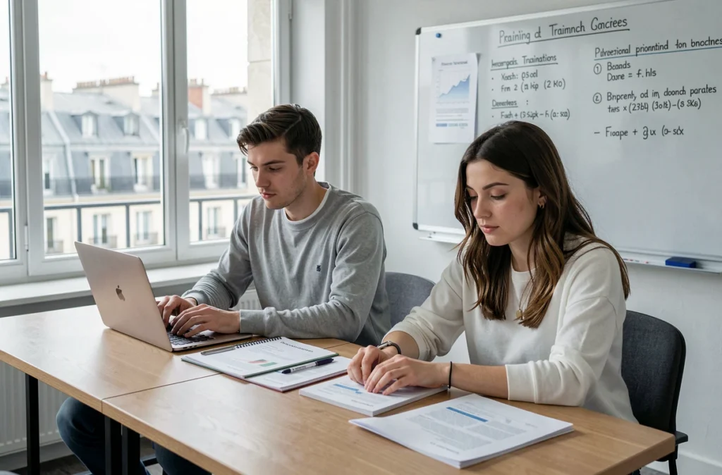 Étudiants en formation au CFA Cerfal Paris dans une salle de cours moderne