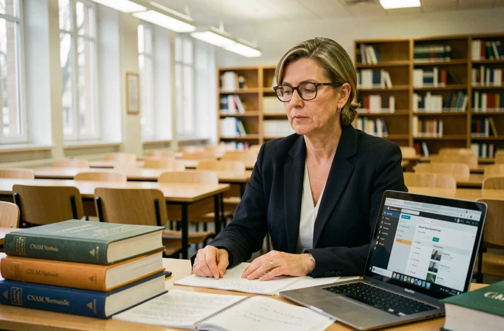 Femme adulte en formation continue diplômante au CNAM de Normandie à Hérouville-Saint-Clair