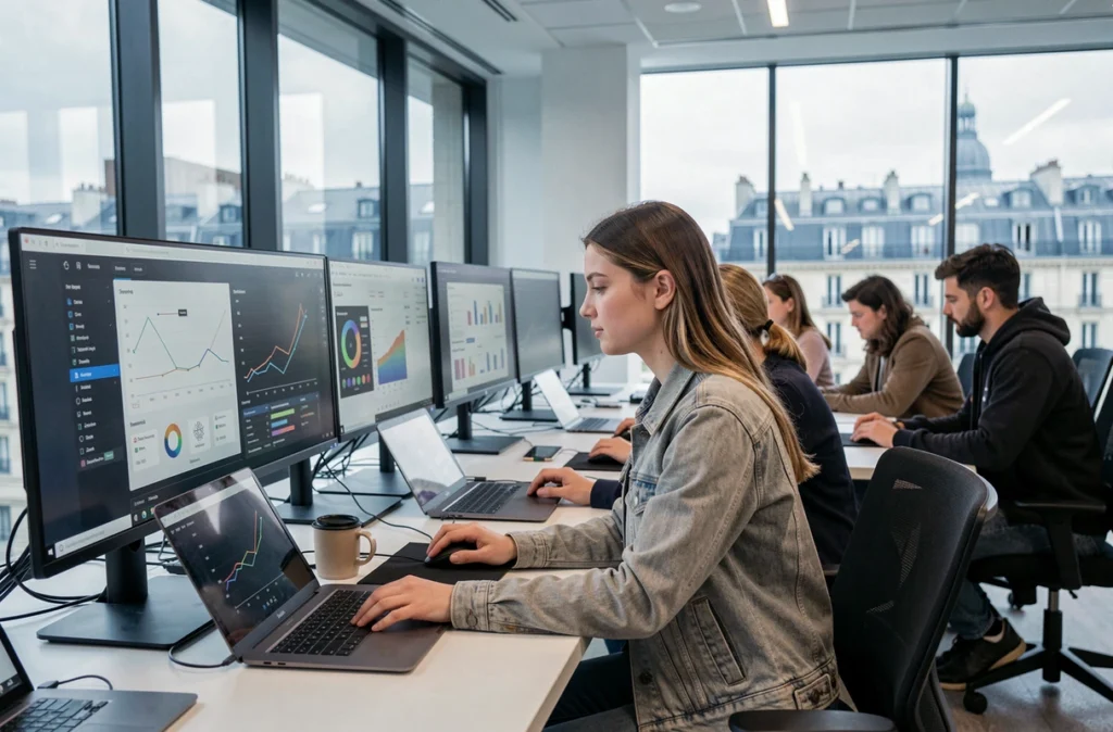 Étudiante en atelier numérique au H3 Campus Paris en formation alternance