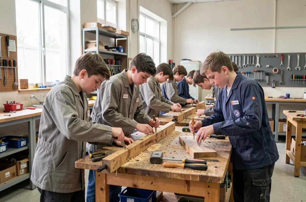 Élèves en cours pratique dans un lycée professionnel